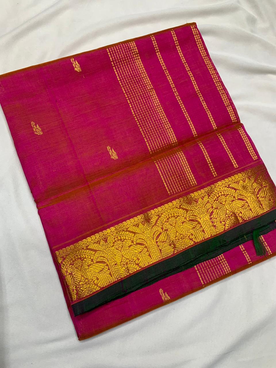 handloom silk cotton Saree flushing red saree with butti vairaoosi