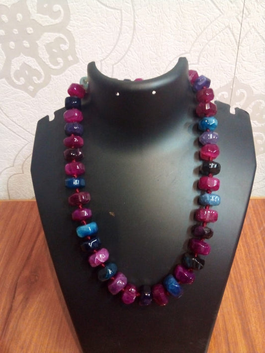 Jewellery pastal color multiple colors natural Stone necklace granite big stone statement jewellery