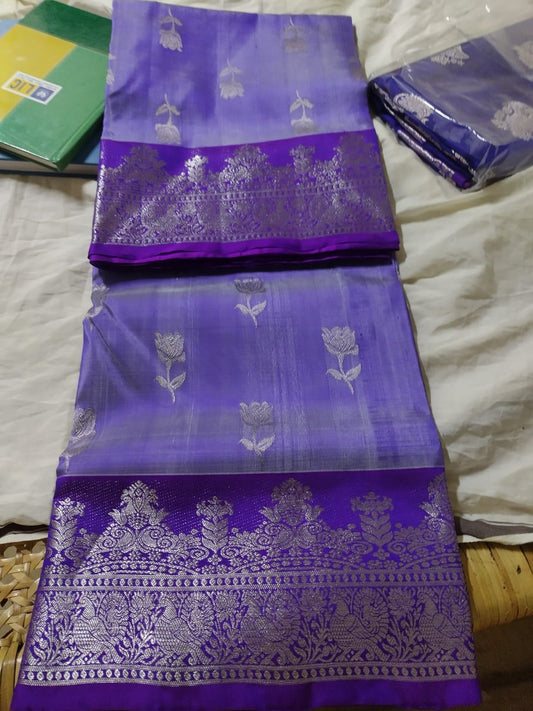 Venkatagiri silk Saree in double tone purple