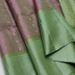 kanjivaram soft silk saree with double warp in borderless pink with green