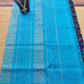 Kanjivaram silk cotton Saree coffee color with teal blue border with butti shade saree