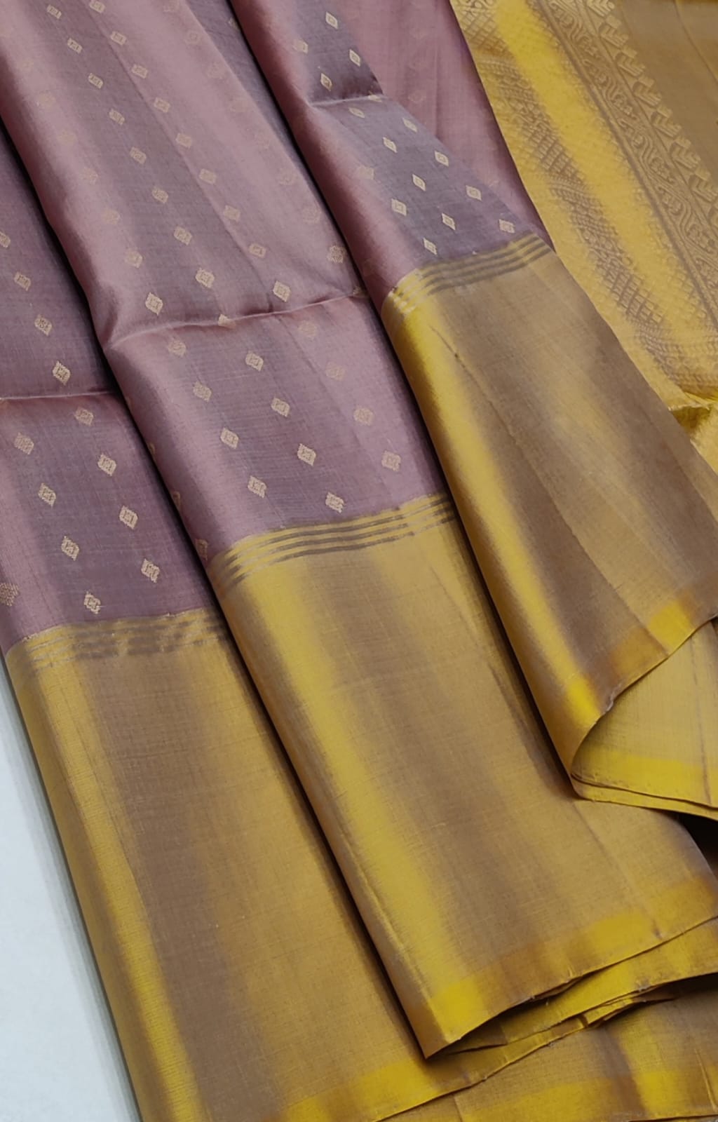 kanjivaram soft silk saree with double warp in borderless pink with yellow 