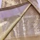 Handloom pure kanjivaram silk saree  bridal silk golden color with tissue all over pure golden jari all over viloet shade