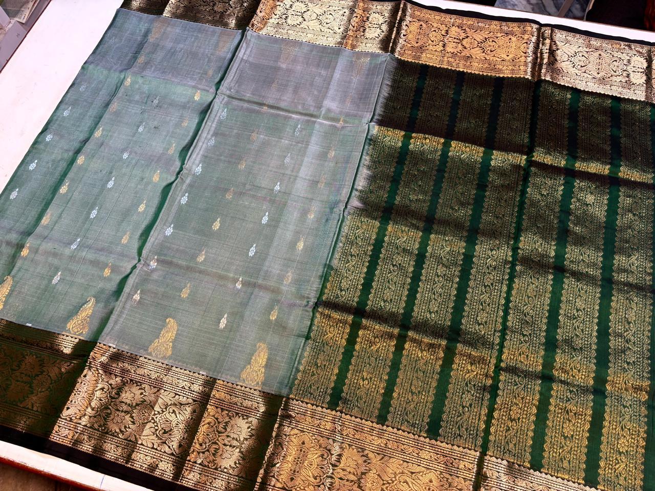 Mangalgiri silk Saree or Mangalagiri pure Pattu Saree blue with navy border