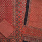 Ajrak suit three pieces cotton material in cream and red and black combo 2 traditional block and authentic