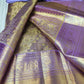 Handloom pure kanjivaram silk saree  bridal silk golden color with tissue all over pure golden jari all over violet border