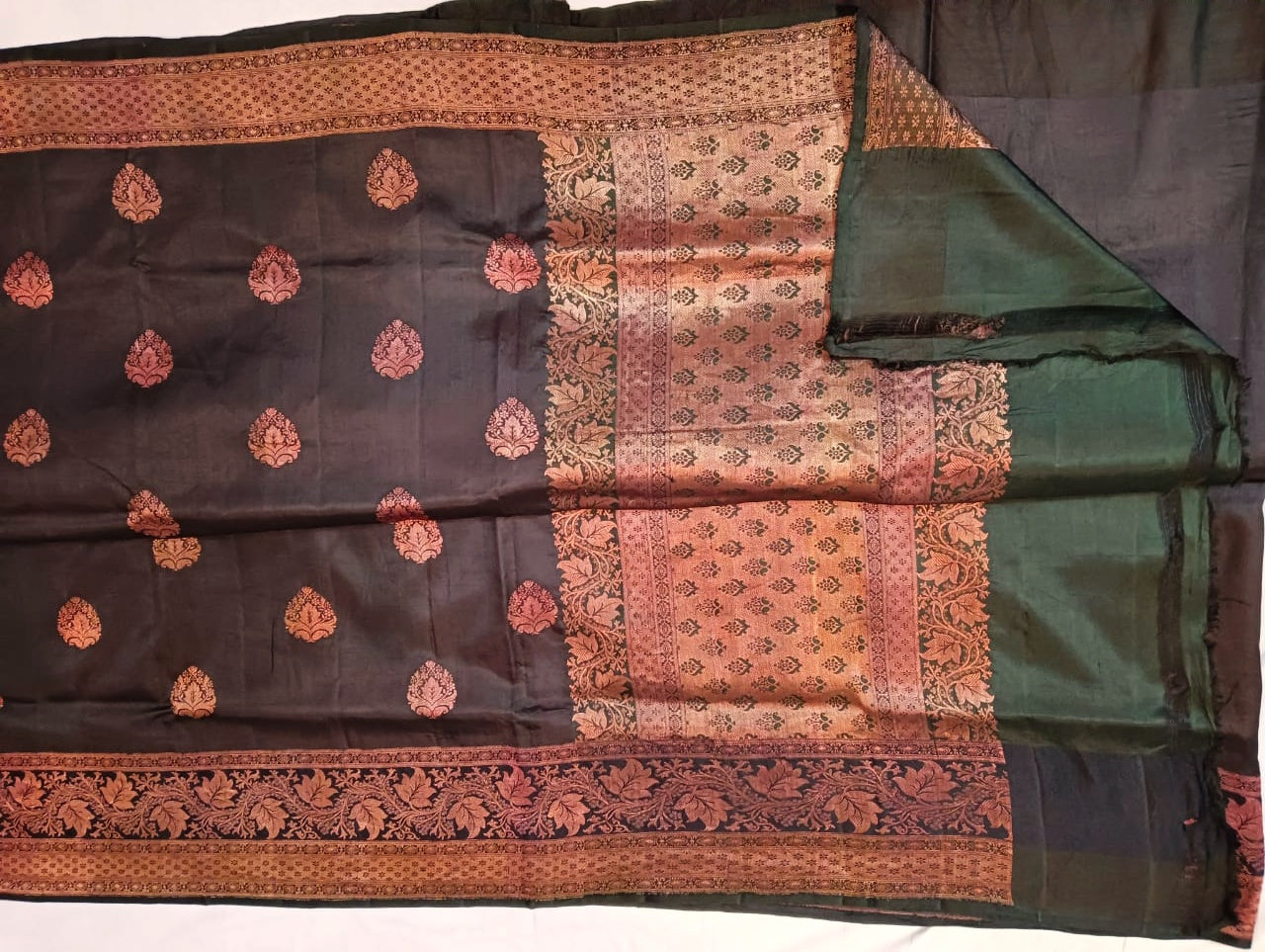 Pure Tussor Banarasi in black Color Saree